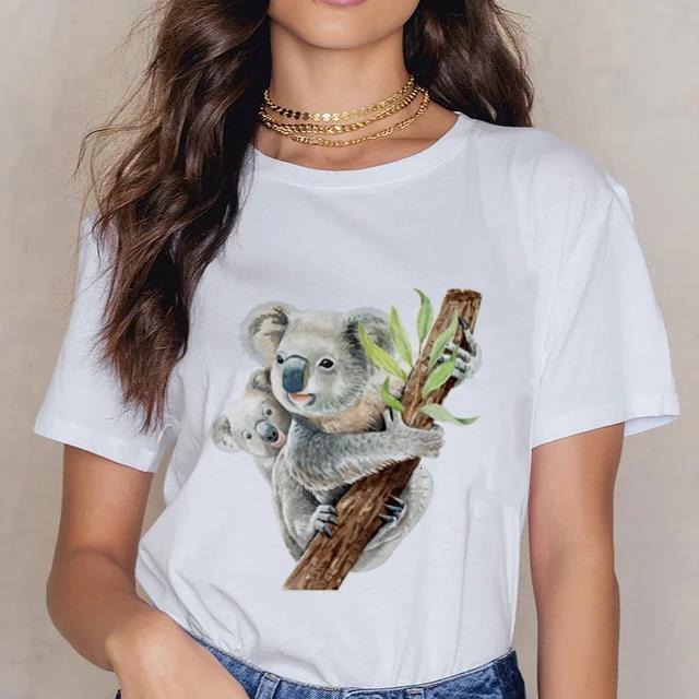 Damen Cartoon Kawaii Tier Koala Druck Damen T-Shirt Harajuku Ropa Mujer Grafik Große Größen T-Shirt Lässig Streetwear T-Shirts
