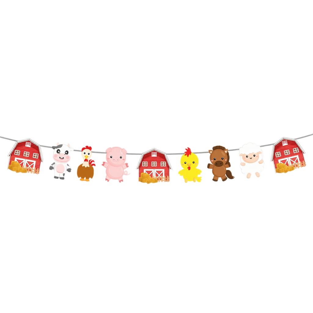 Farm Animal Party Garland Barnyard Theme Cute Bunting Decoration