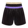 Jungen Glänzende Buchstaben Aufdruck Boxershorts Farbblock Metallisches Patchwork Seitenschlitz Satin Boxen Trainingsshorts
