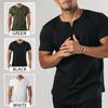 Manatsulife Short Sleeve Henley Raglan Round Solid Perfect for DT05 Men's T-Shirt, Neck, Sleeves, Button-Down, Neck, Layered, Color, Commuting, Golf,