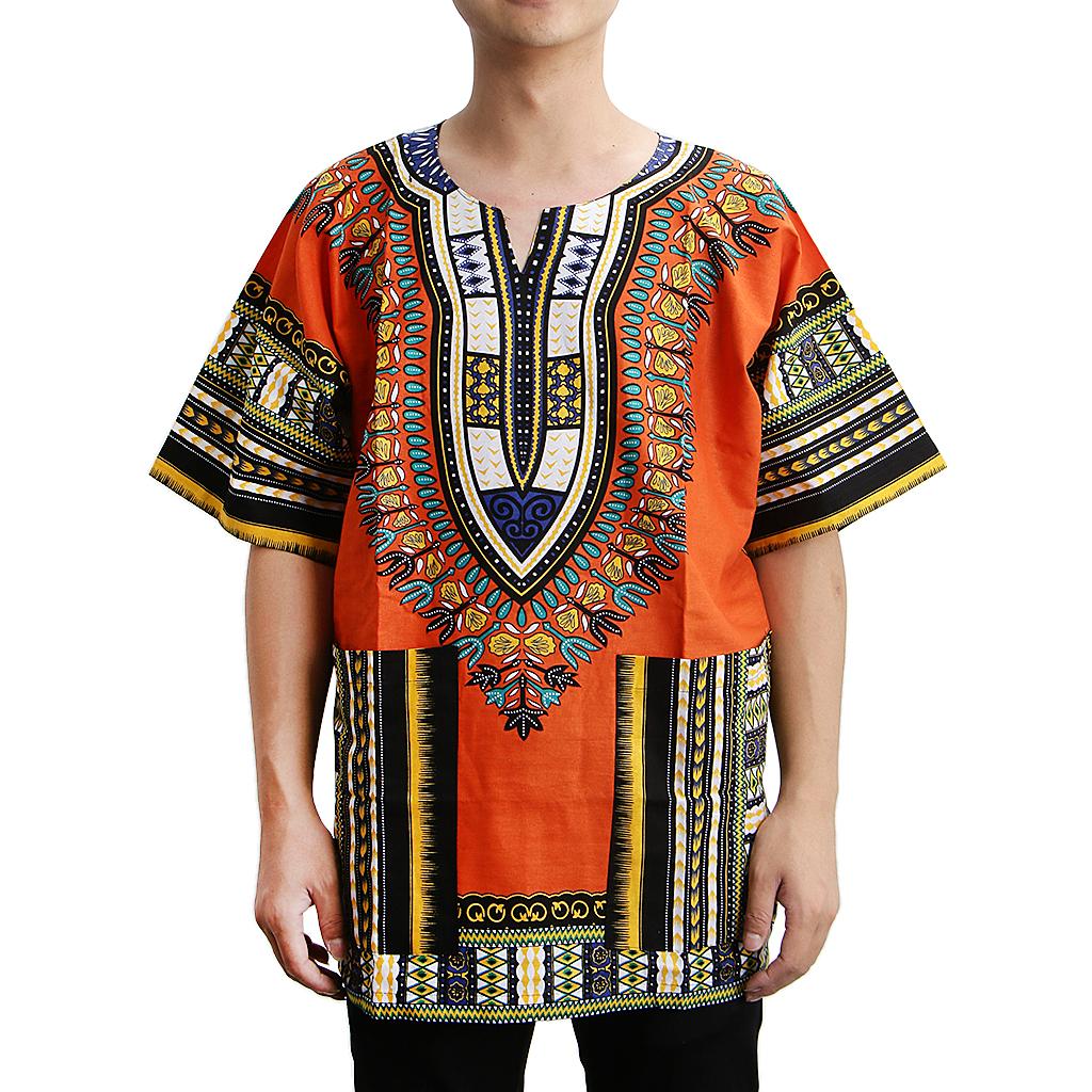 Unisex African Prints Dress Cotton Dashiki Shirt Ethnic Caftan