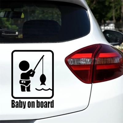 Divertente pesca Baby on Board Car Vehicle Decalcomanie riflettenti Decorazione adesiva
