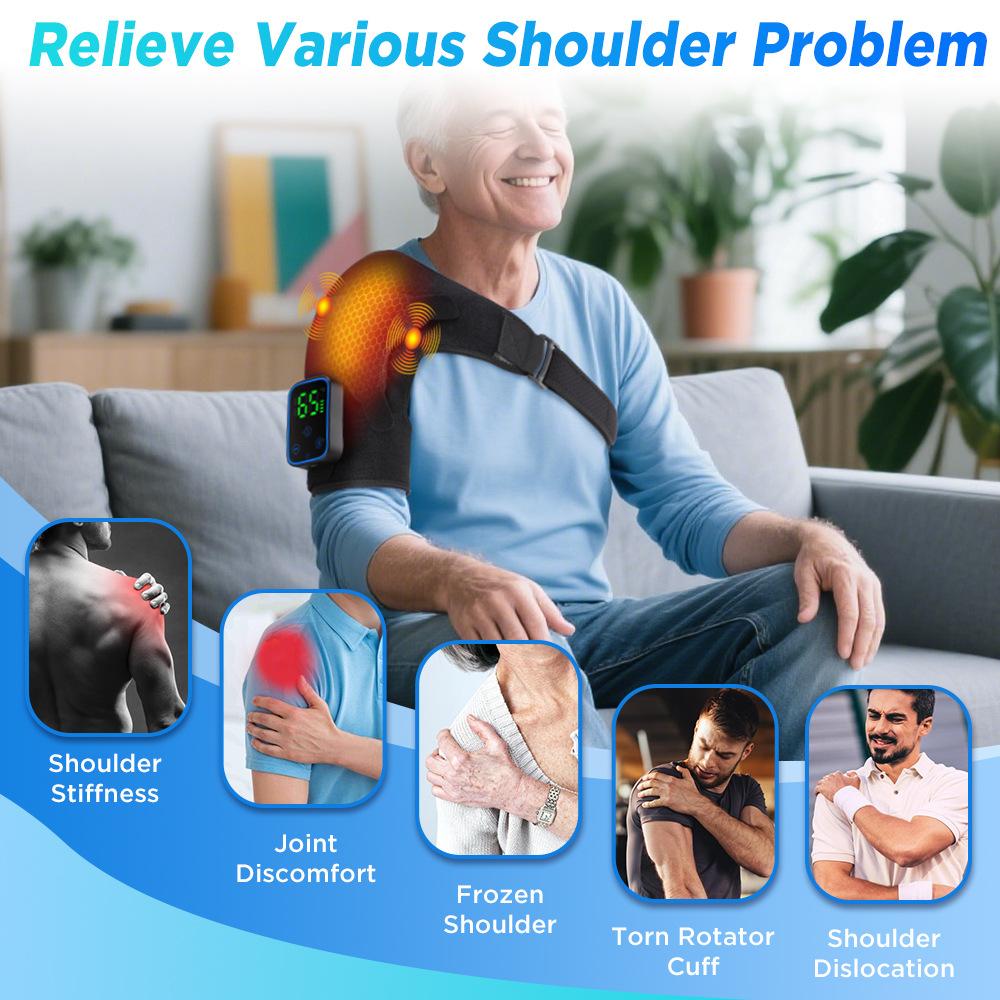 Electric Cordless Shoulder Massager with Heating Vibration App Control, Shoulder Pads Shoulder Braces for Womer Men