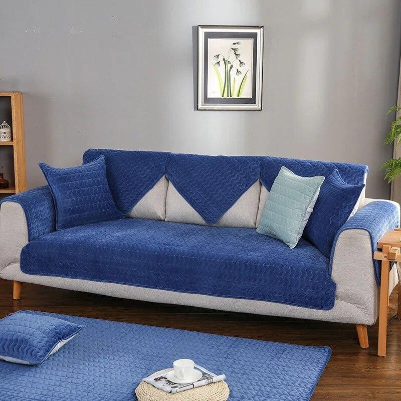 Short Plush Non-slip Sectional Sofa Towel Soft Thick Comfortable Crystal Velvet Sofa Cover  Winter Warm Sofa Mat for Living Room