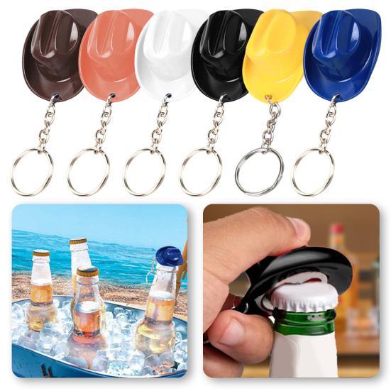 Yousheng 1/2Pcs Key Chain Rustic Western Cowboy Hat 2 in 1 Bottle Opener Keychain Portable Keyring Bar Party Favors