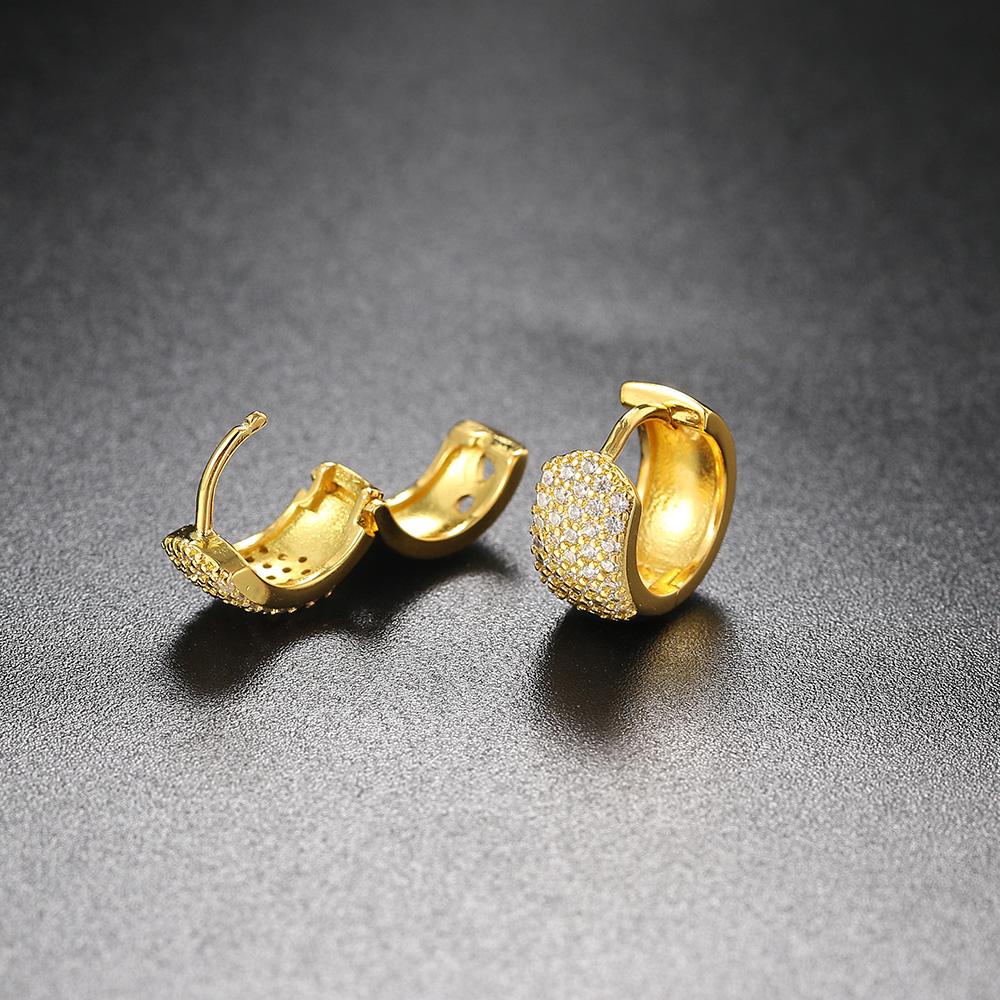 Women's Earrings Round Retro Hoops Jewelry Gold Color Zircon Small Ear Ring Vintage Female Accessories LAMOON