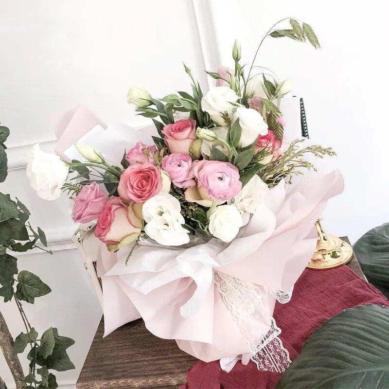 20 stücke 58*58 cm Koreanische Blume Geschenkpapier Monochrome Wasserdichte Geschenkpapier Floristen Materialien Sammelalbum Papier
