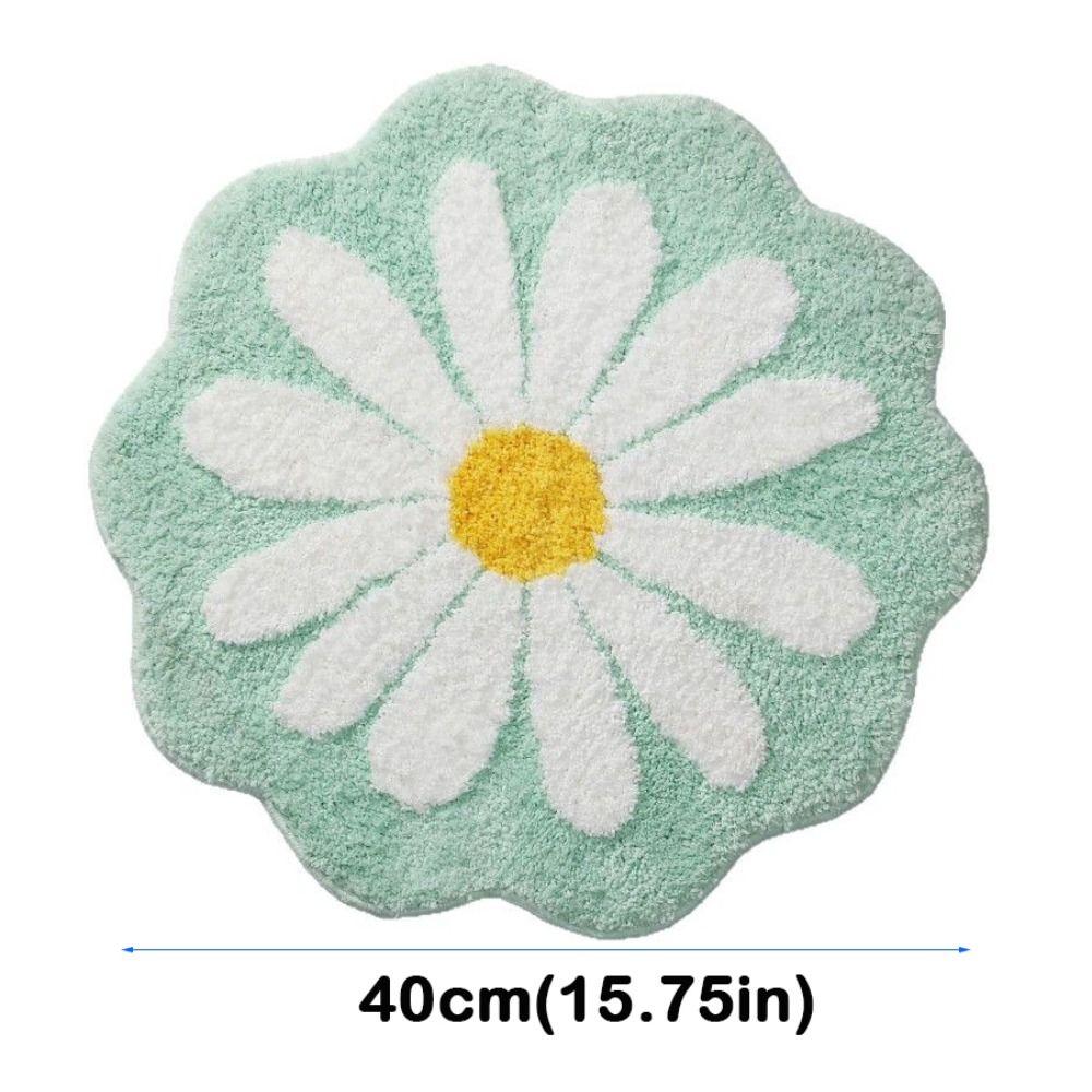 Cute Non Slip Flower Rug Flocking Tufted Daisy Bath Door Mat Washable Absorbent Baby Crawling Carpet Bedroom Living Room