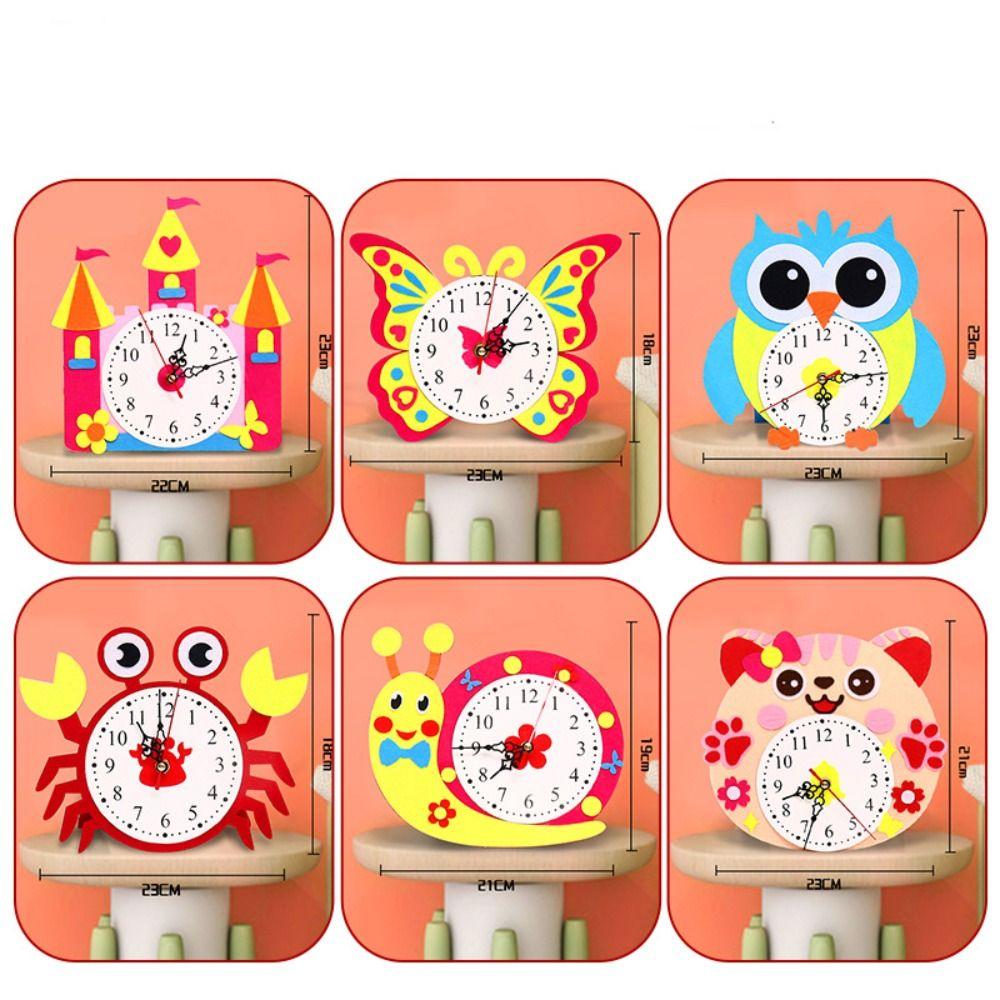 Cartoon Clock Cognition Clocks Toys Nonwoven Fabric Time Teaching Aid  Montessori Arts Crafts