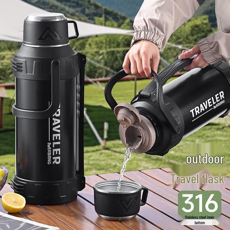 Youluo Portable Stainless Steel Thermos Flask with Carrying Rope