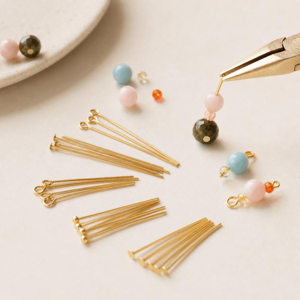 100PCS 0.6mm Thin Wire Jewelry Making Pins Gold Plated Jewelry Ball Pins Head Needle Accessories