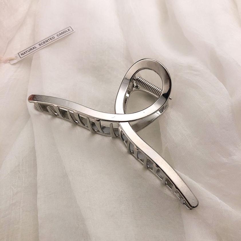 Fashion Large Metal Hair Claw For Women Gold Silver Color Cross Crab Hair Clip Korean Elegant Hairpin Girl Hair Accessories