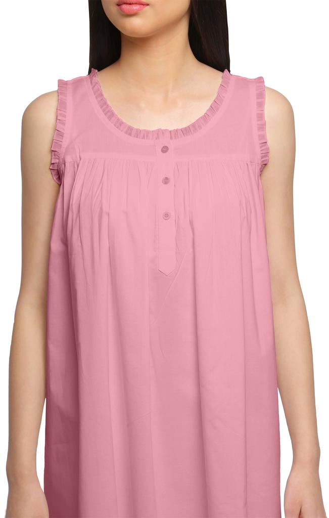 Moomaya Womena    s Solid A-Line Sleeveless Nightdress Cotton Sleepwear Gown