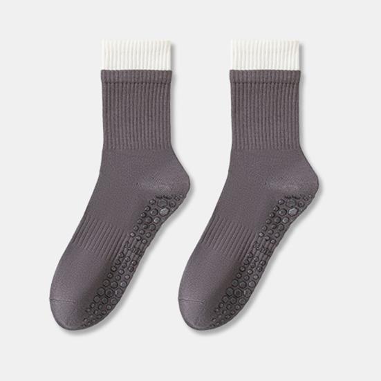 1 Pair Yoga Socks with Non-slip Gripper Breathable Moisture-Wicking Ballet Dance Fitness Pilates Athletic Gym Sports Mid-calf Socks