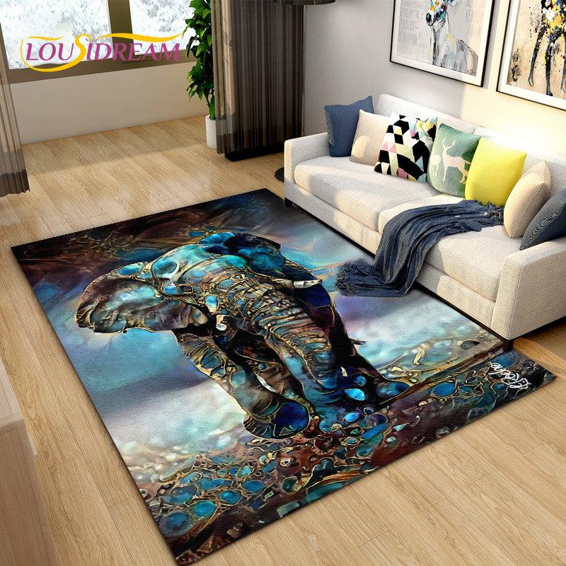 Elephant Ganesha Series  Area Rug Large,Carpet Rug for Living Room Bedroom Sofa Doormat Decoration,kids Play Non-slip Floor Mat