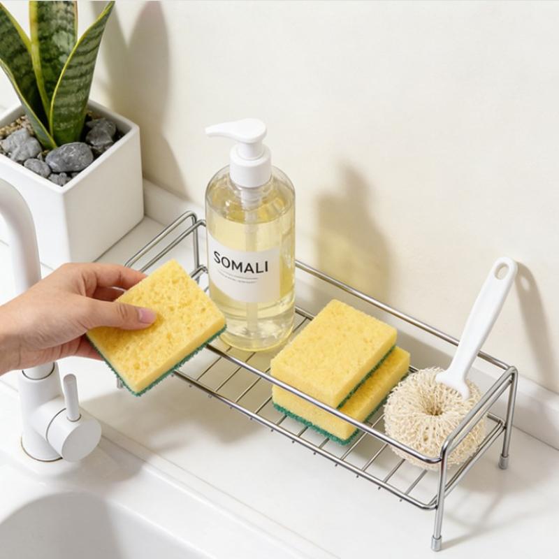 Modern Stainless Steel Sink Caddy for Sponge Storage Ideal for Kitchen Countertop