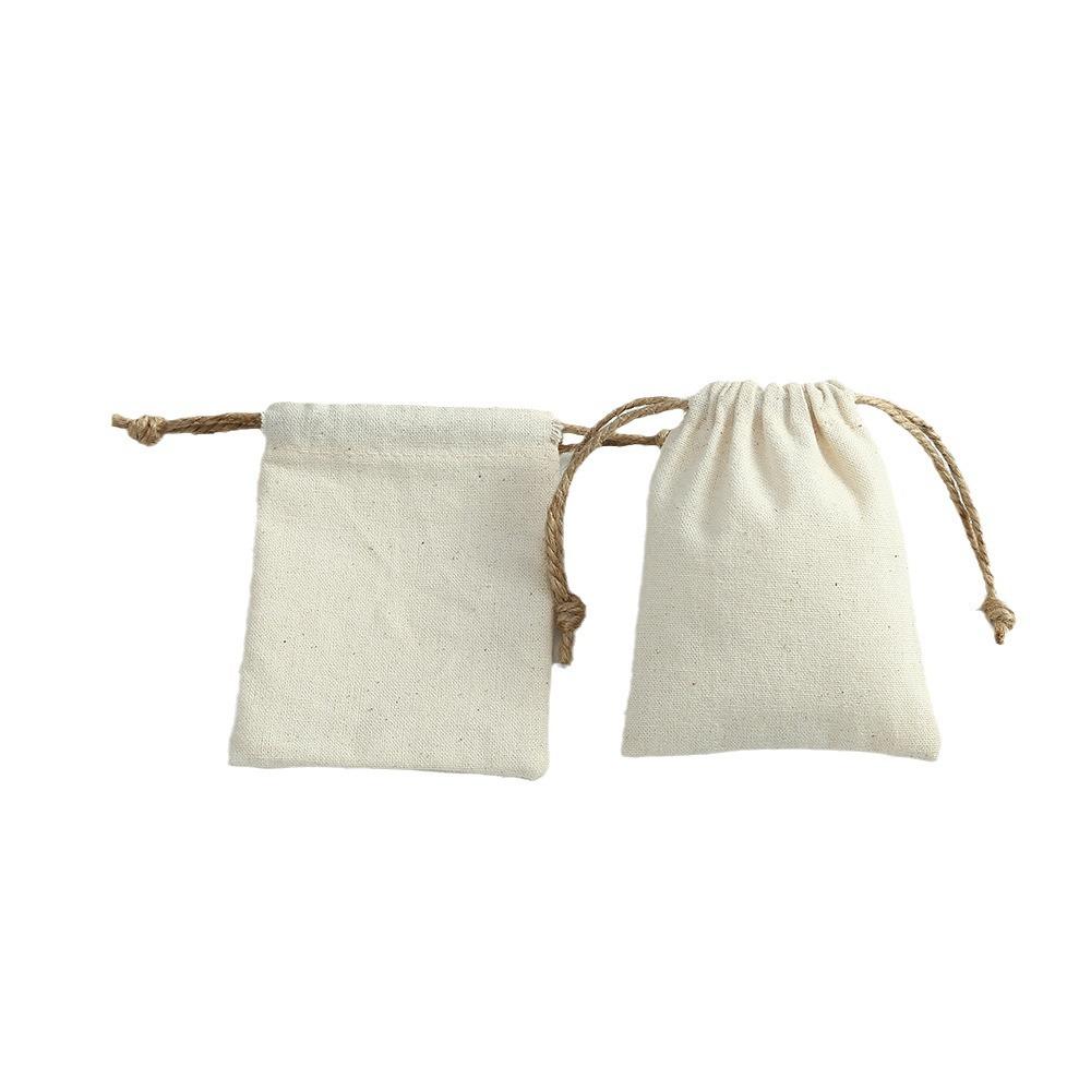 2‑Pack Cotton Linen Jewelry Storage Drawstring Pouch, Small Sundries Organizer Bag