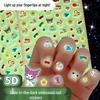 Luminous 5D Embossed Fluorescent Nail Art Stickers for Kids - Odorless Princess Design
