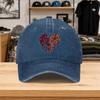 1pc New Colorful Heart Print Washed Baseball Cap Premium Versatile Outdoor Accessory Unisex Duckbill Cap Fashionable Trendy C