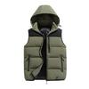Men's Casual Loose Color-blocked Cotton Warm Jacket, Men's Detachable Cap Sleeveless Vest Jacket