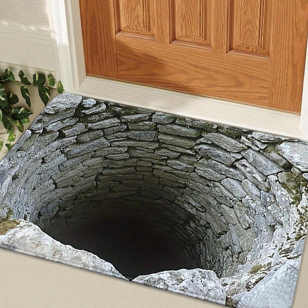 Optical Illusion Door Mat Abyss Illusion Non-Slip Absorbent Doormat 20x32 Inch Machine Washable Rugs for Indoor Outdoor Bathroom