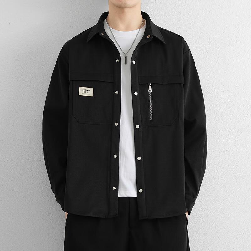 Men's Casual Long Sleeve Zipper Work Shirt Jacket
