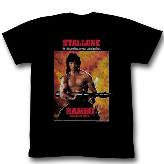 Rambo First Blood No Man No Law No War Can Stop Him Men T Shirt 80 Movie S