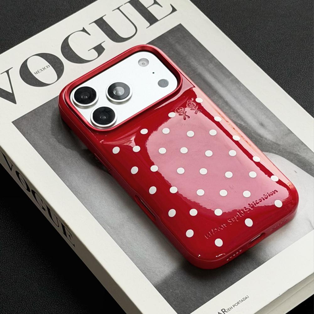 Candy Color PU Leather Puffer Polka Dots Phone Case For 16 17 Pro Max 17Pro 16Pro Shockproof Hard Protection Back Cover