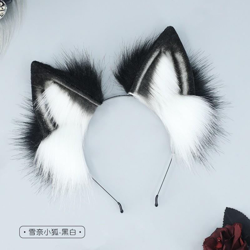 Handmade Plush Fox Ears Headband Cosplay Accessory Anime Convention Cute Animal Ear Hairband Unisex