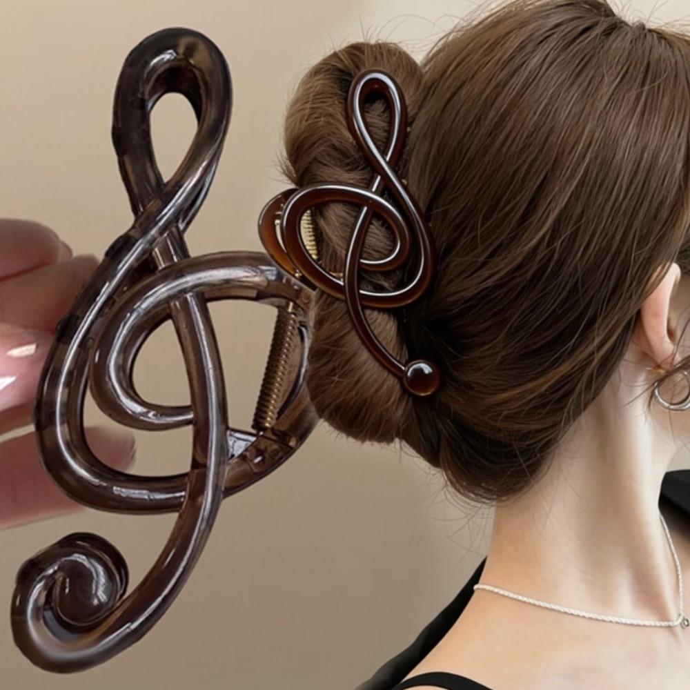Solid Color Musical Note Hair Clip Non-Slip Large Barrettes Retro Hair Claw Clips Women