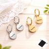 Customized Name Date Simple Round Pendant Women's Earrings Stainless Steel Personalized Fashion Solid Round Earrings Jewelry