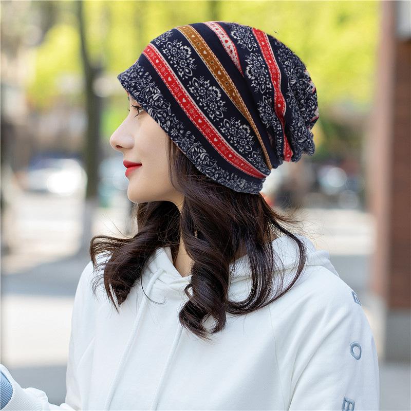 Unisex Beanie Scarf 2-in-1 Ethnic Print Knit Hat with Neck Warmer - Windproof Stretchable Cap for Winter -30°C Cold Proof