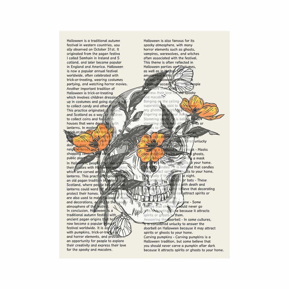 Pittura su Tela Zucca di Halloween Testa Strega Scheletro Pipistrello Quotidiano Inglese Pittura Decorativa Nordica per Soggiorno Casa