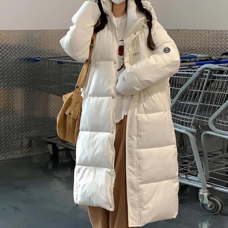 Long Knee-length Cotton-padded Clothes Latest Hooded Womens Winter Korean Version Relaxed Fit Cotton-padded Clothes