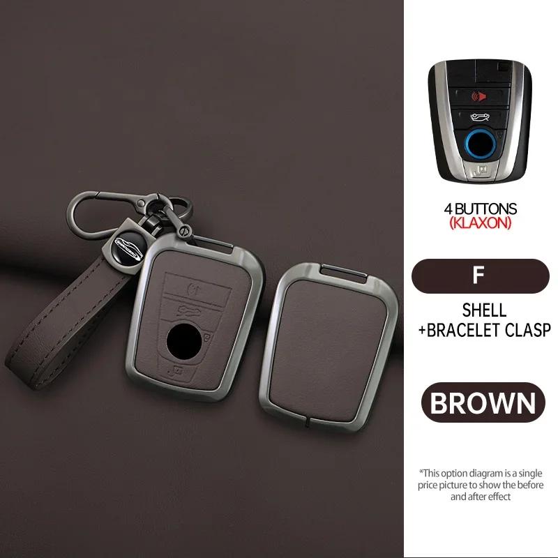 

Zinc Alloy +Leather Car Smart Renmote Key Case Cover For Bmw I3 I8 Series Protection Holder Shell Keychain Interior Accessories