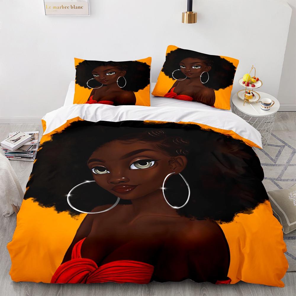 African Girls Bedding Sets Quilt Bed Cover Comforter Duvet Cover Pillow Case 2-3 Pieces Sets Kids Adult Bedroom Decoration