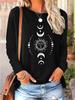 Fashion Casual Loose Leopard Pattern Heart Pattern Printed Round Neck Long Sleeve T-shirt