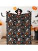 1pc Halloween Theme Flannel Blanket Spider Web Witch Hat Black Bat Pumpkin Print Soft Cozy Throw Blankets perfect Gifts