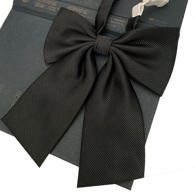 JK Red Bow Tie for Girls with Lapel Flower & Feather, Japanese School Uniform Style, Solid Color, Giant Bow Accessory