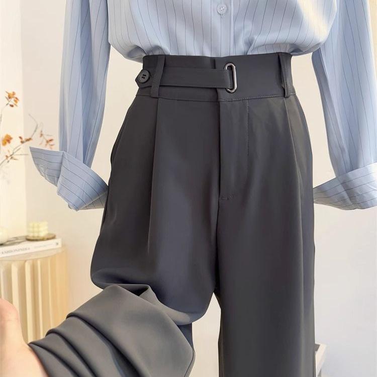 Women's High Waist Grey Suit Pants - Spring/Summer 2026: Straight, Loose, Slimming, and Casual.