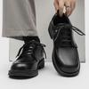 Solid-color classic men lace-up casual leather shoes comfortable square-toed office shoes anti-slip and versatile business shoes