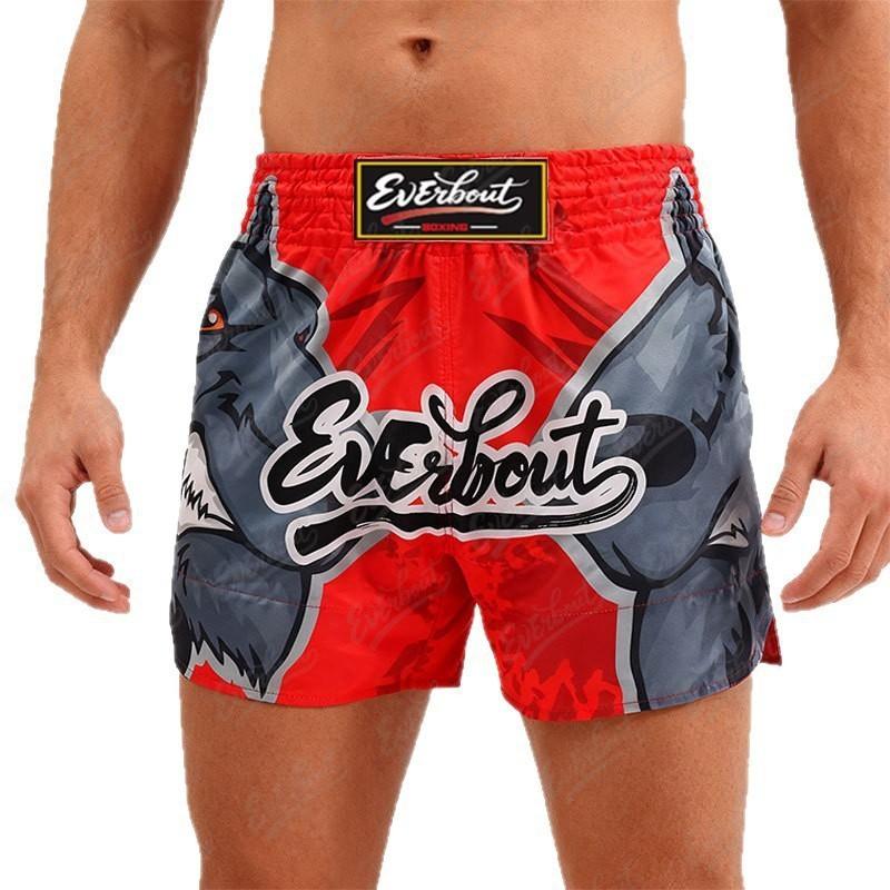 Mens Quick-Dry Muay Thai Shorts With Print Design Boxing Martial Arts Training Competition