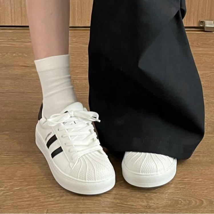 Thick-soled Round Head Shell Head Small White Shoes Women's 2025 Summer New Sports Shoes Casual Versatile Student Women's Shoes