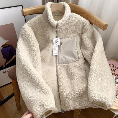 Cappotto in Agnello con Collo alla Coreana Stile Coppie Giapponesi - Autunno/Inverno da Donna, Vestibilità Ampia con Tasca e Cerniera.