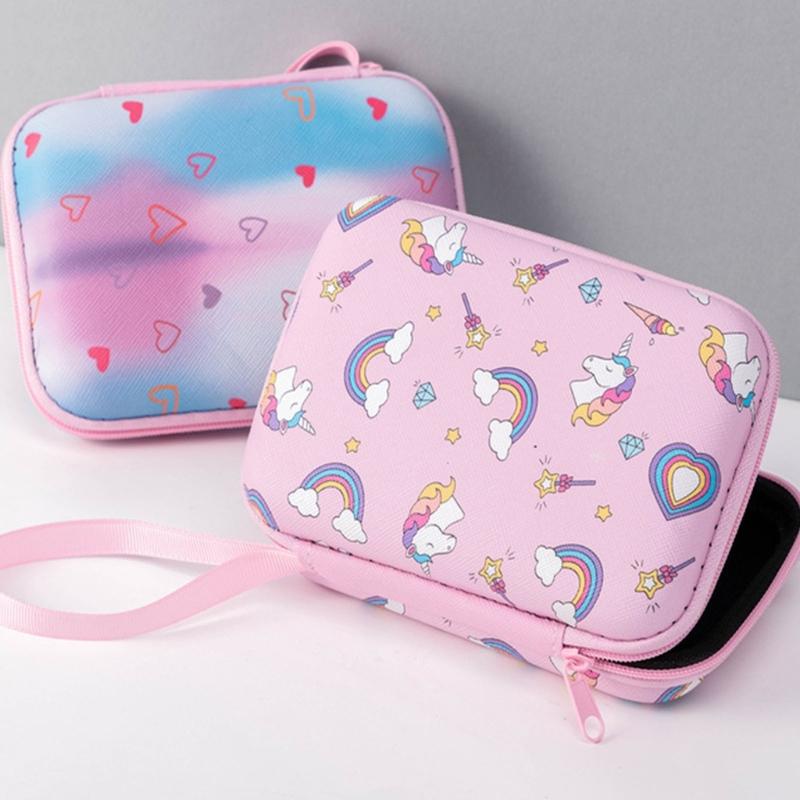 Bright Cartoon Pattern EVA Organizers Bag With Grid Compartments Smooth Zippers Portable For Office Travel