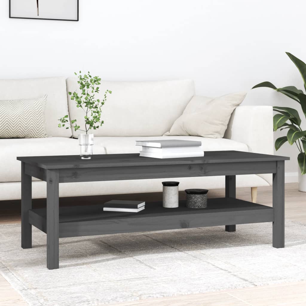 Coffee Table, Grey, 110x50x40 Cm, Solid Pine Wood