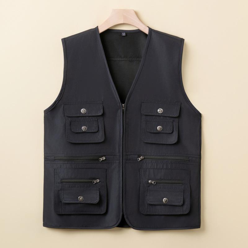 

Жилет Четыре Сезона Среднего и Пожилого Возраста Папа с V-образным Вырезом Жилет Рыбалка Фотография Жилет Досуг Многокарманный Комбинезон Для Ношения Снаружи 4XL