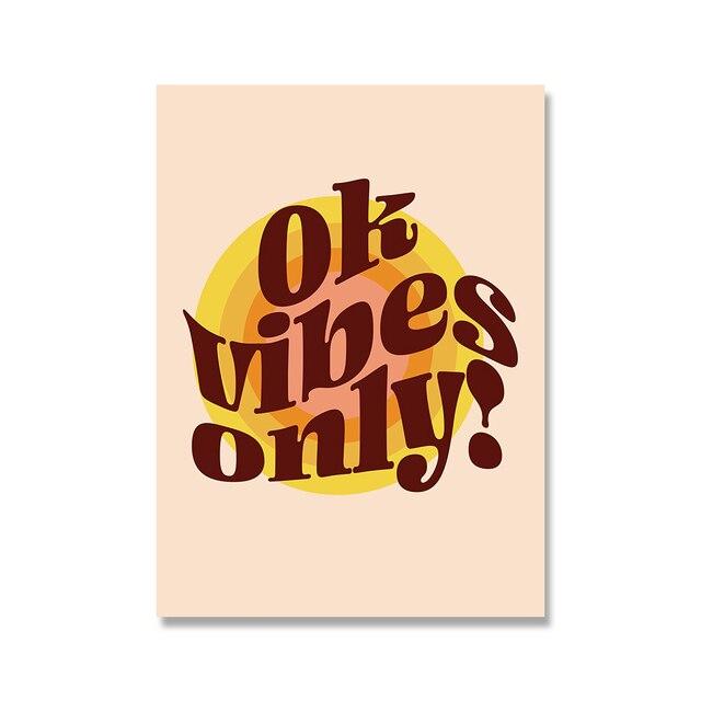 Buy Vibes Abstract Art Pink Quote Poster Print London Groovy Retro