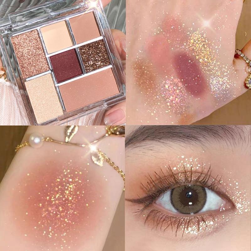 Seven-color Eyeshadow Eyeshadow Disc Transparent Earth Milk Tea Color Pearlescent Matte Makeup