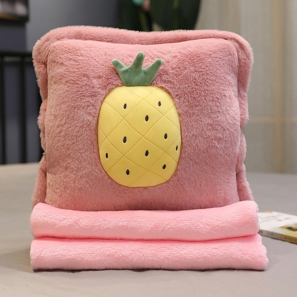 3in1 Fruit Pattern Pillow Blanket Carrot Cactus Pineapple Plush Toy Decoration
